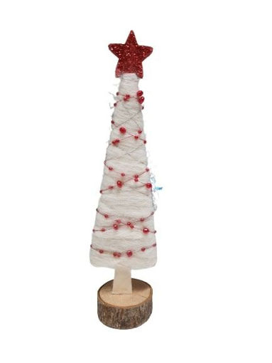 Picture of WHITE XMAS TREE RED STAR 32CM